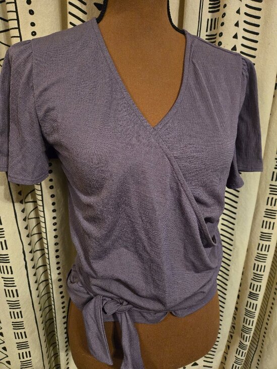 Paperoc Tops - Paperoc Wrap Blouse in purple